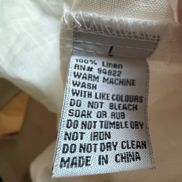 Bohio Breeze Men’s L White 100% Linen Short Sleeve Button Shirt Beach Resort - Picture 12 of 13